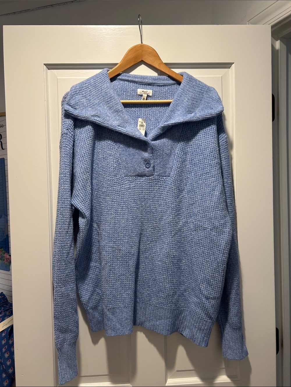aerie Light Blue Cowl-Neck Pullover Sweater